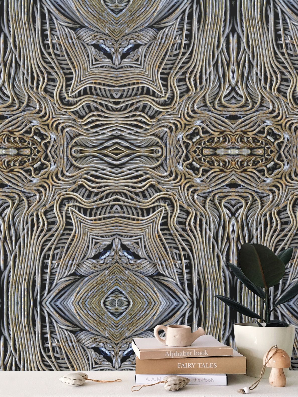 Shadow Wire Wallpaper - Dimensional Industrial Designer Wallpaper