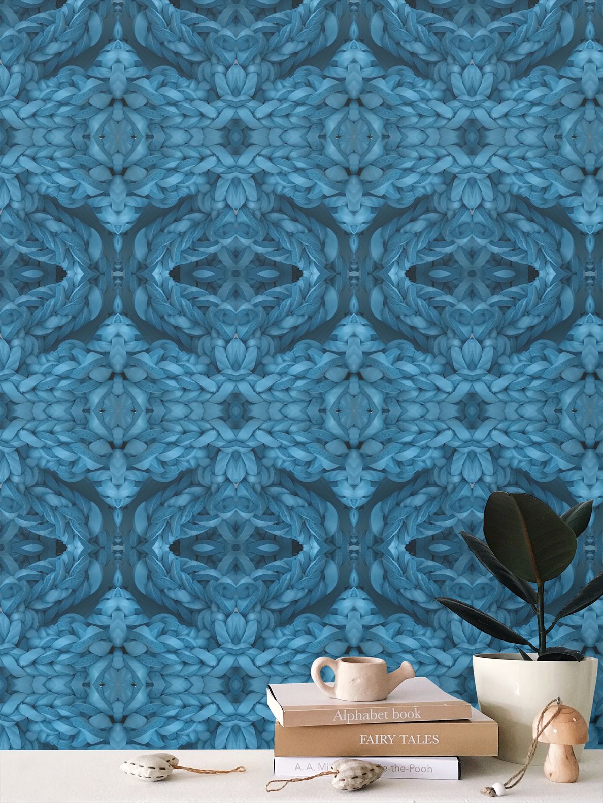 Yoga Wallpaper in Turquoise - Mindfulness-Inspired Pattern by David Booth MRSS