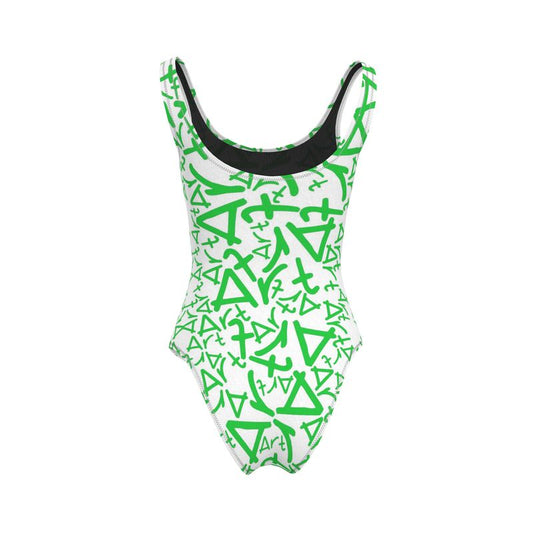 Swimsuit - Art White / green
