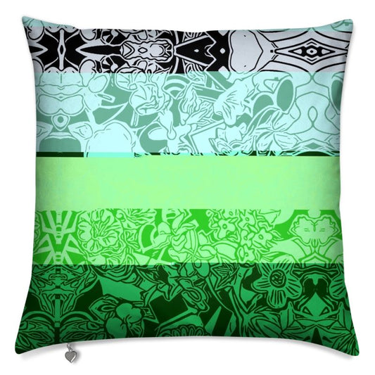 Flower Stripe Cushion - Elegant Botanical Stripe Design