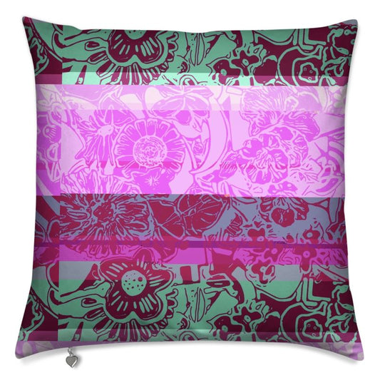 Glitched Flowers Cushion - Contemporary Digital Art Design