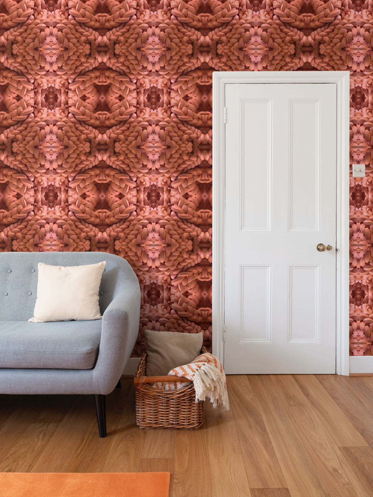 Yoga Wallpaper in Orange - Mindfulness-Inspired Pattern by David Booth MRSS