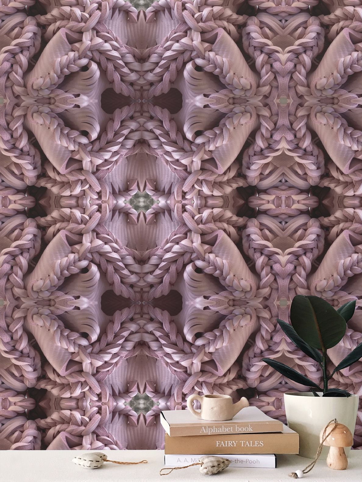 Yoga Wallpaper in Pink - Mindfulness-Inspired Pattern by David Booth MRSS