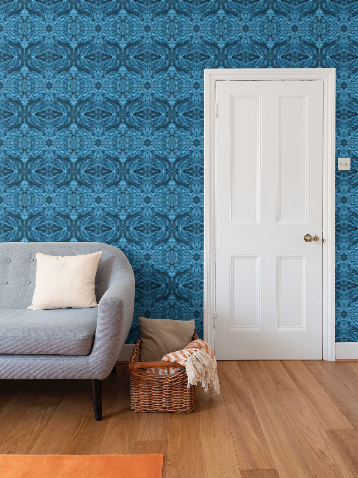 Yoga Wallpaper in Turquoise - Mindfulness-Inspired Pattern by David Booth MRSS