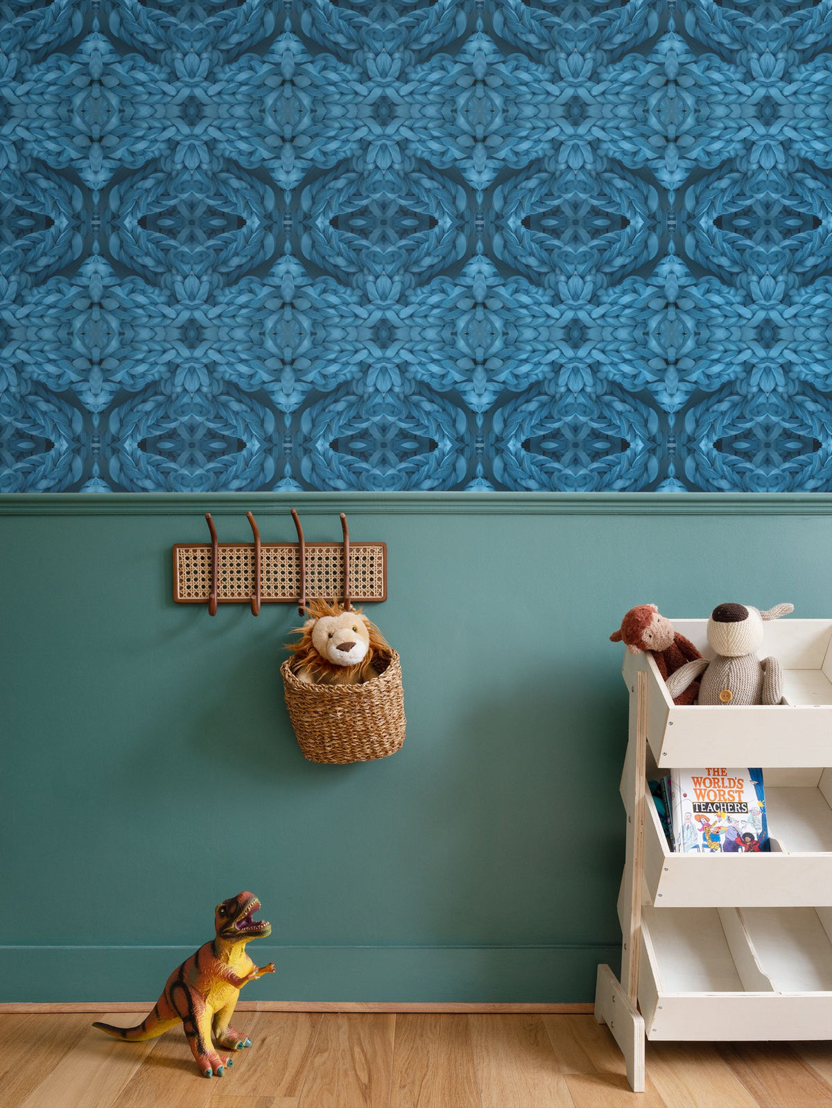 Yoga Wallpaper in Turquoise - Mindfulness-Inspired Pattern by David Booth MRSS