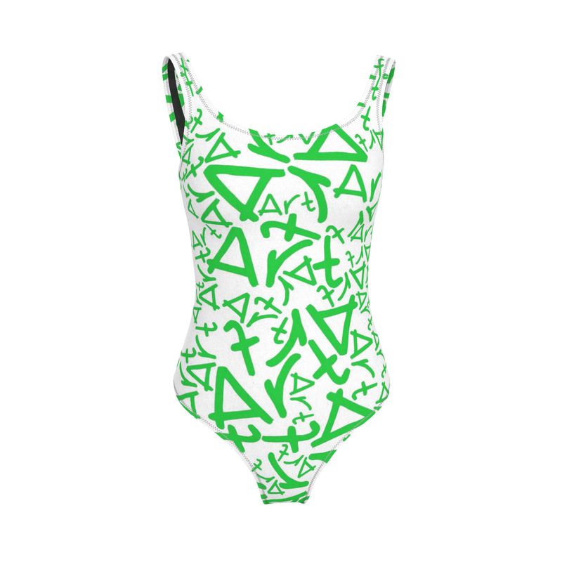 Swimsuit - Art  White / green