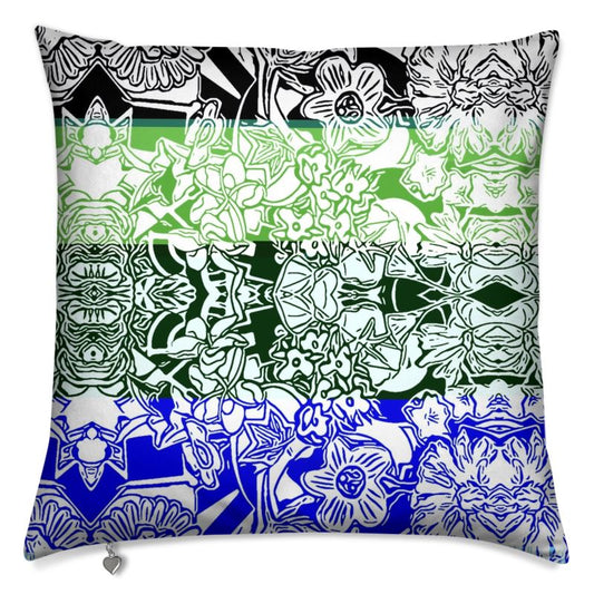 Flower Stripe Cushion - Classic Botanical Stripe Pattern