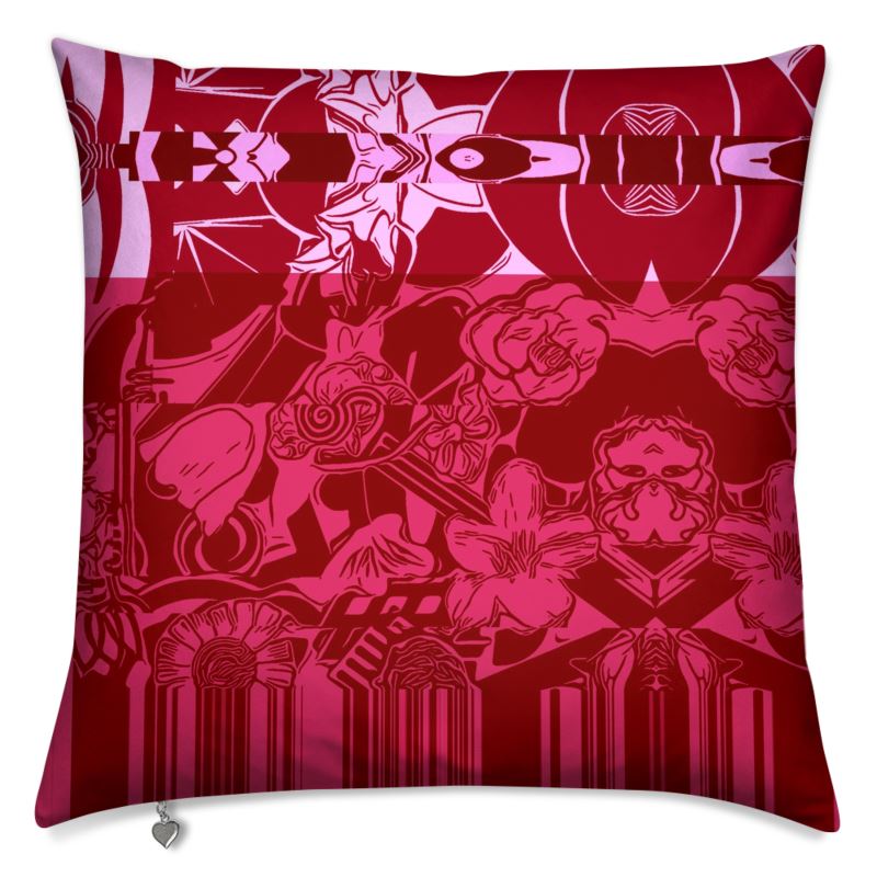 Red Flowers Cushion - Vibrant Botanical Designer Cushion